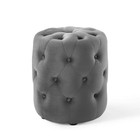 Amour Tufted Button Round Performance Velvet Ottoman Gray - Modway 