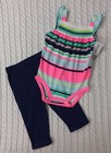 New tags 3 Month Carter s Baby Girl s 100  Cotton 2-piece Striped Bodysuit Set