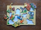 Vintage Simplex Wooden Peg Puzzle Jungle Animals Child s Toy - Made In Holland 