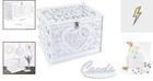 Wedding Card Box Holder Money Rustic Wooden Envelope Lock Slot Sign White Event