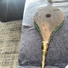 Vintage Bellows Fireplace Wood Leather Embossed  Brass Decor