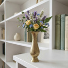 Vintage Style Brass Bud Vase  Handcrafted Etched Flower Holder For Console Table