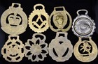 Lot Of 8 Vintage English Brass Horse Medallions Saddle Harness Decorations