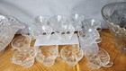 Vintage Anchor Hocking Thick Glass  14  Punch Bowl  13 Cups  Basket 15 Pieces