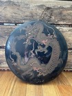 Vintage Antique Asian Brass Hand Painted Dragon Table Dinner Gong Chinese Orient