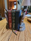 Vintage Cast Metal Eagle Bookend With Vintage Books