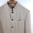 Luis Trenker Janker Mens Size 58 Beige Blue Striped Linen Cotton Jacket