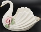 3 Ceramics  Swan Bowl  Love Bird Swans  Flower Bowl  White  Pink  Purple  Green