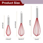 3pcs Silicone Whisk 8  10  12  Kitchen Whisk Wire Whisks Beater Red