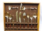 91pcs Jean-claude Bronze   Rosewood Flatware Set Mcm Service For 8   Service Pcs
