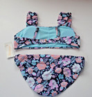 Raisins Size 14 Big Girls 2 Pc  Tulum Blue Pink Floral Bikini Swimsuit Set
