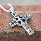 Mendel Mens Irish Celtic Trinity Knot Cross Pendant Necklace Stainless Steel Set