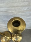 Vintage Pair Of 2 Mid Century Deco Style Brass Candlestick Holders 9 5    Heavy