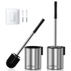Toilet Brush Set 2 Pack - Stainless Steel Rustproof Cleaner With Deep Bristles -