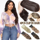 4 Piece Thick 100  Natural Clip In Hair Extensions Long Full Head As Human Real