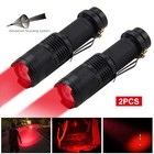 2pcs Red Astronomy Light Hunting Led Flashlight Zoomable Clip Torch