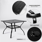 Patio Table With Umbrella Hole Outdoor Dining Table Metal Square For 4 Person