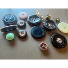 Vintage Button Lot 15pc Mix Carved Marbled Toggle Cratfs Art Mcm Retro Upcycle