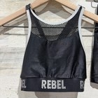 Rebel Athletic Cheer Dance Set Girls Youth Large Black Shimmer Mesh Performance