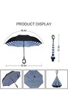49 Inch Oversize Windproof Inverted Reverse Upside Down Umbrella N-blue Strip