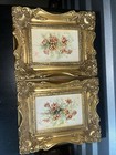 Sue Ratliff Pair Of Still Life Flowers Painting Oil On Canvas Framed And Signed
