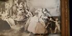 Victorian Jewelry Dresser Box W  Lithograph Carved Wood Mirror Glass Art Noveau