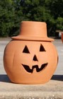 1 Gallon Terra Cotta Jack-o -lantern Pumpkin With Hat From Craven Pottery