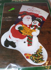 Bucilla Felt Christmas Stocking Craft Kit Santa   Snowman Singing Silent Night