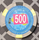 Las Vegas Club Casino  Las Vegas   500 Poker Gaming Chip  Paulson Top Hat Cane 