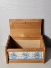 Gorgeous Wooded Bread Box With Ceramic-looking Flowers Displayed On The Front   