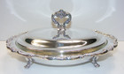 Vintage Lunt Silverplate Footed Covered Dish W 10  Pyrex Glass Pie Plate 4-south