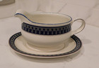 Mikasa Potter s Touch Aztec Blue Gravy Boat With Under Plate Cb009 Mint