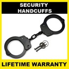 Security Handcuffs Professional Double Lock Heavy Duty Metal Steel Black W Pouch