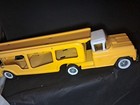Vintage Buddy L Hertz Rent-a-car Auto Car Carrier Yellow Gold Flake Steel Toy