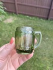 Green Glass Mini Barrel Mug Shot Glasses 2 25  Lot Of 4