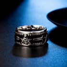 12mm Vintage Masonic Sipinner Wedding Ring Stainless Steel Silver Tone Size 7-13