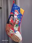 Vintage Sferra 6 Cats Needlepoint Stocking Christmas Hats No  530002 11x18 Wool 