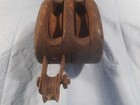 Antique vtg Hook Large Wood Pulley Steampunk Repurpose Nautical Man Cave