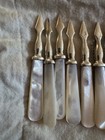 Vtg 12 English Uk Silver Plate Mother Of Pearl Mop Handle Cocktail Olive Picks