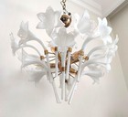 Vintage Murano Milk Glass Calla Lily Chandelier Flower Farmhouse Pendant Light
