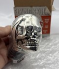 New Nos Vtg Flying Skull Chrome Patina Motorcycle Fender Ornament W  Red Led Eye