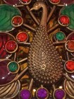 Portable Purse Vanity Two Mirror Compact Peacock Faux Gems Glam Glitz Foldable