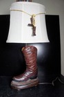 Working Vintage Western Ranch Cowboy Boot Table Lamp   Shade Vtg Decor
