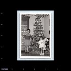 Old Vintage Photo Pair Of Girls Christmas Tree Holding Doll Antique Snapshot