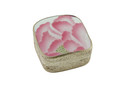 Vintage Antique Chinese Porcelain Shard Box With Pink Floral Design