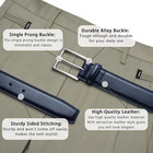 Mens Genuine Leather Dress Belt Classic Casual Belt With Single Prong Buckle For