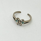 Sterling Silver 925 Blue Stone Butterfly Toe Ring
