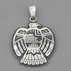 Vintage Native American Handmade Sterling Silver Thunderbird Overlay Pendant 19g