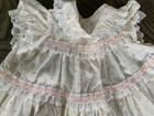 Vintage Infant Girls Dress Pink white Floral - Lace   Ribbon Trim    Size   6 Mo