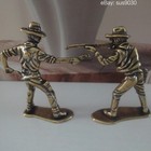 Pair Of Brass Cowboy Statues Vintage Collectible Figurines Western Decor